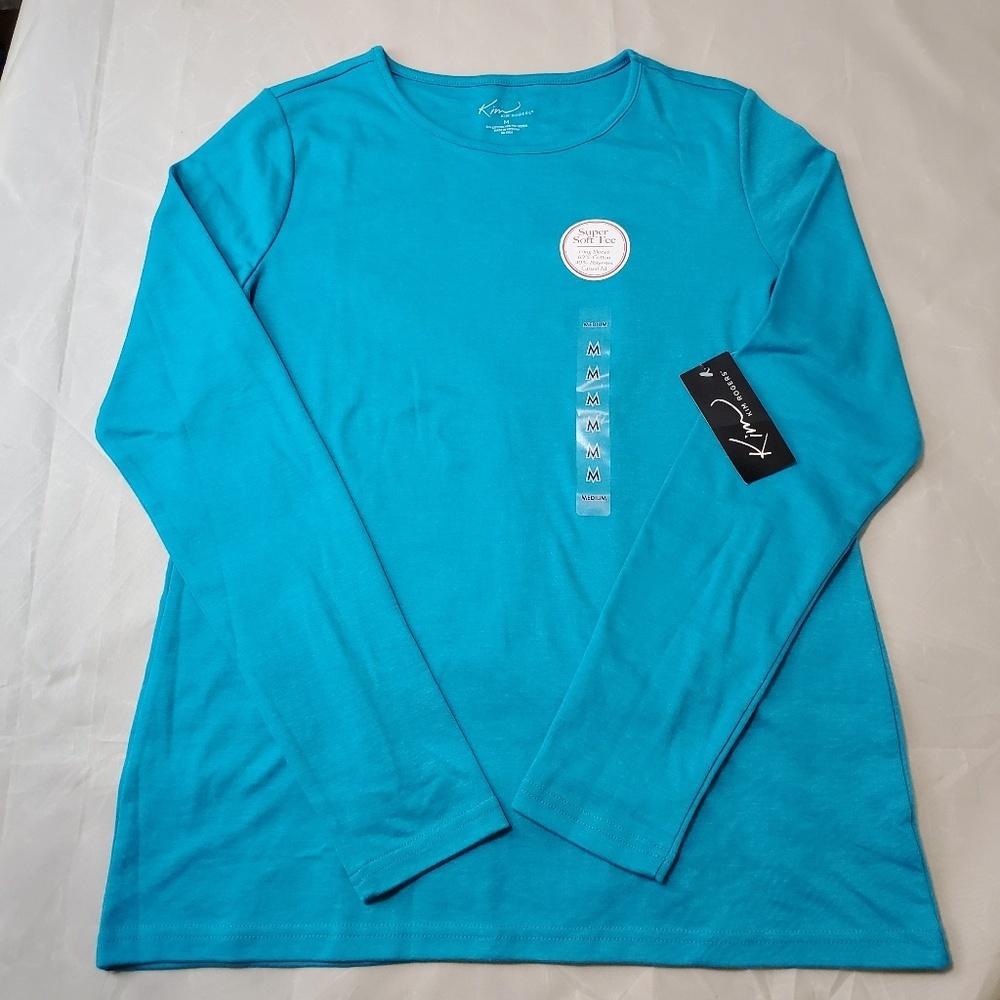 KIM ROGERS women's blue long sleeve shirt, SZ:M